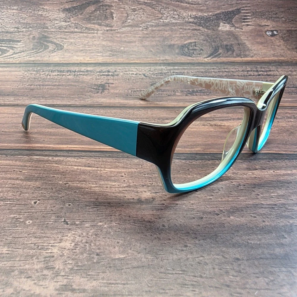 Juicy Couture JU 522/S Black Teal Cream Rectangular Eyeglass Frames 56-15-130‎
